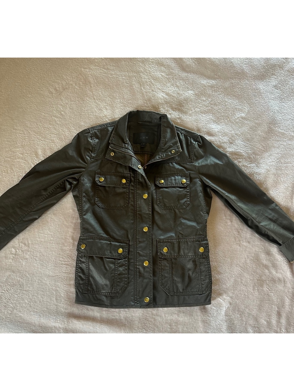 J.Crew Downtown Field Jacket Mossy Brown/Olive Green Waxed Cotton Utility Coat